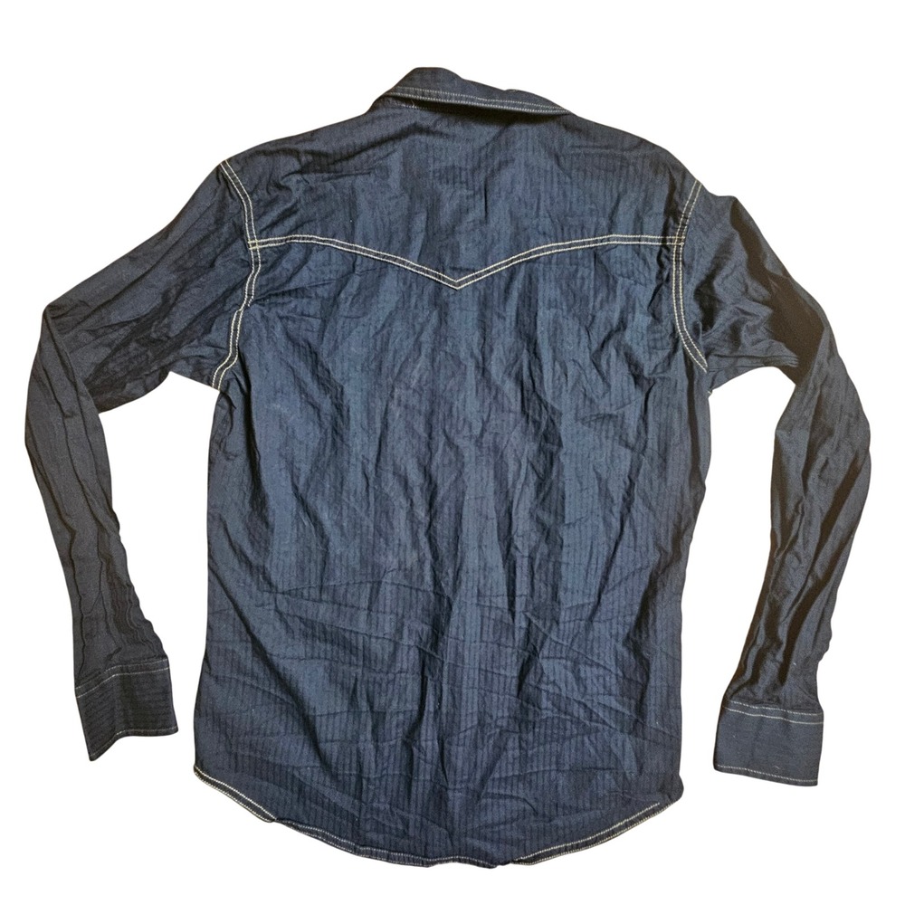 Wrangler Mens Retro Dobby Long Sleeve Shirt M Pearl Snap Western 10MVR532X - Picture 2 of 6